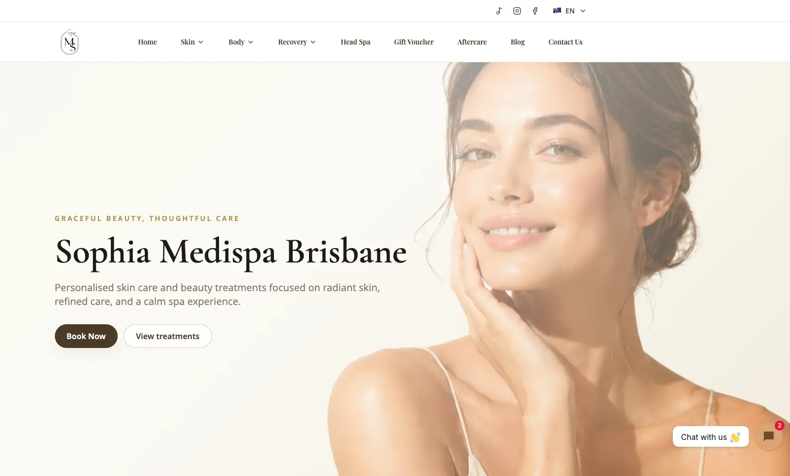 Luxury MedSpa website desktop view